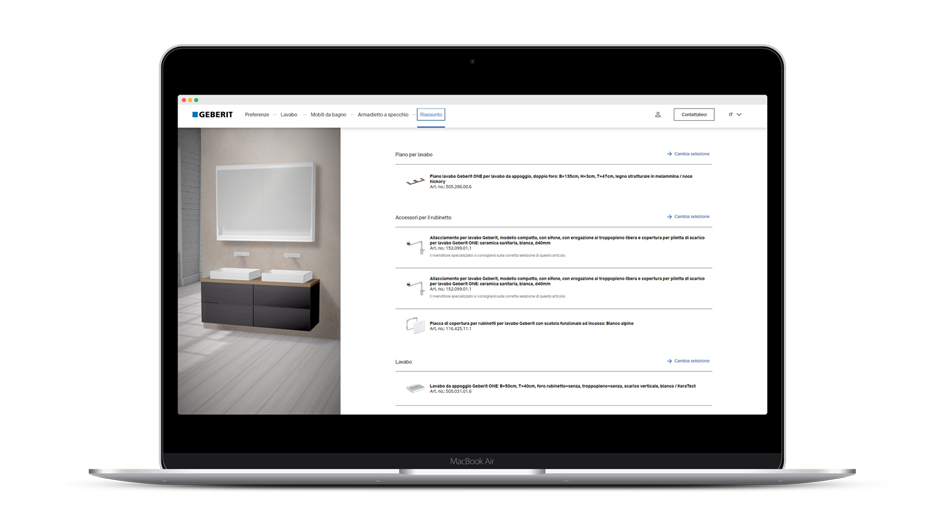 Customers can design their own personal washplace using the washplace configurator from Geberit.