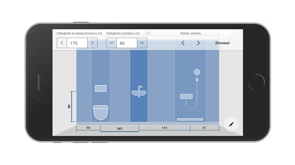 The calculator can be used to create material lists for Geberit GIS and Duofix systems via smartphone.