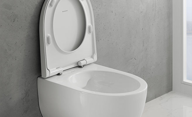 Rimless iCon toilets flush out the ceramic appliance perfectly and are easy to clean.