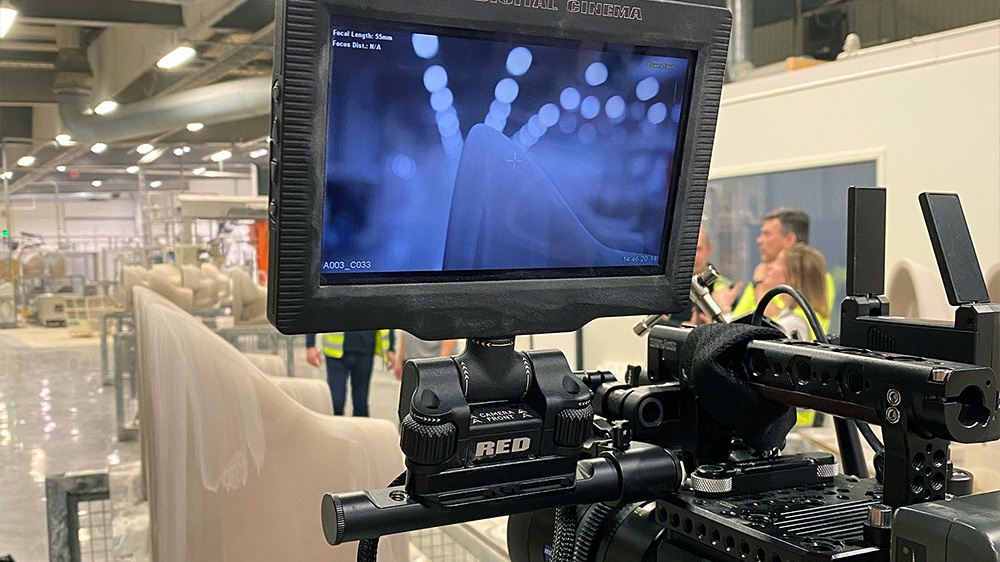 A close-up of a camera monitor recording a piece of ceramics 