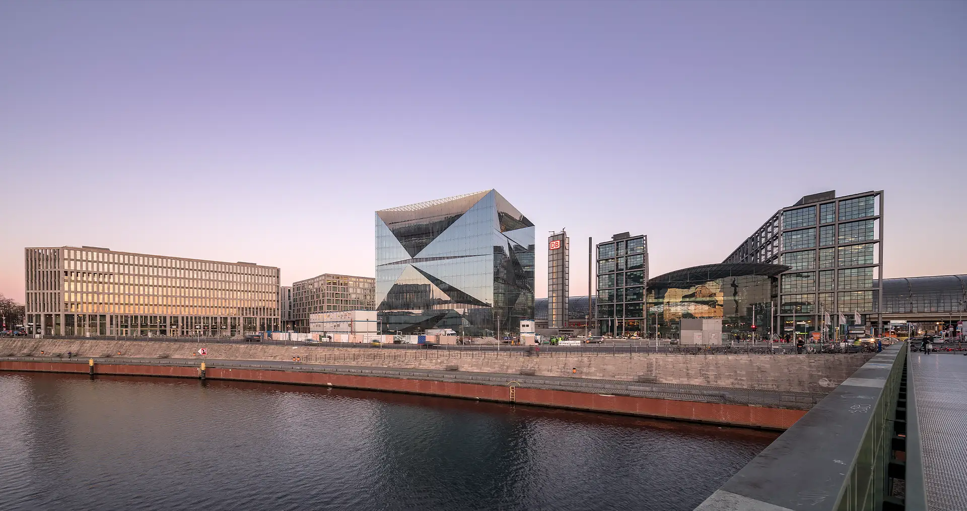  Cube Berlin, a reflective cube-shaped office building in the German capital