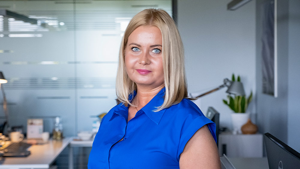 Monika Podosek, Regional Manager at Geberit, in the office