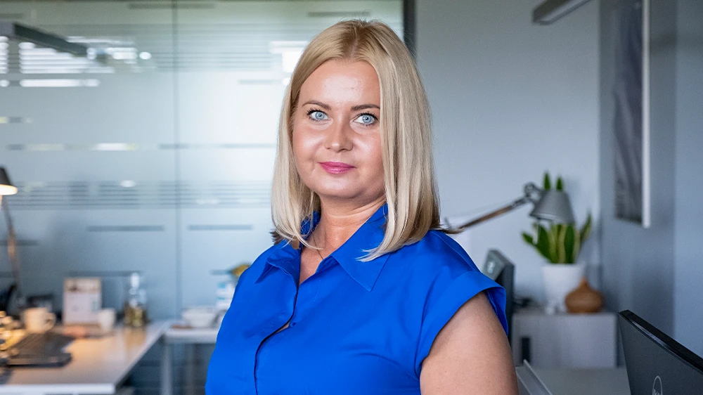 Monika Podosek, Regional Manager at Geberit, in the office