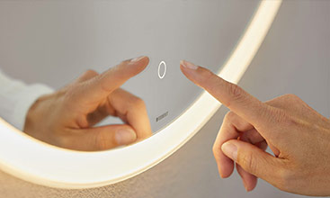 Geberit option illuminated mirror with touch operation for optimum lighting and a clear mirror image