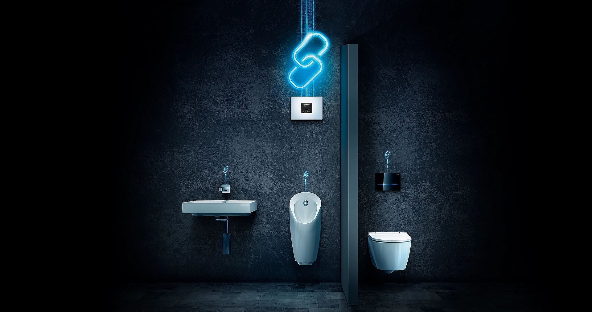 Geberit Connect makes the operation and maintenance of sanitary facilities more convenient. The appliances can be configured, controlled and monitored easily via app or building automation system.