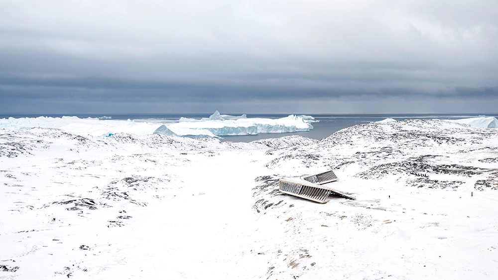 The Icefjord Centre blends in seamlessly with its surroundings.