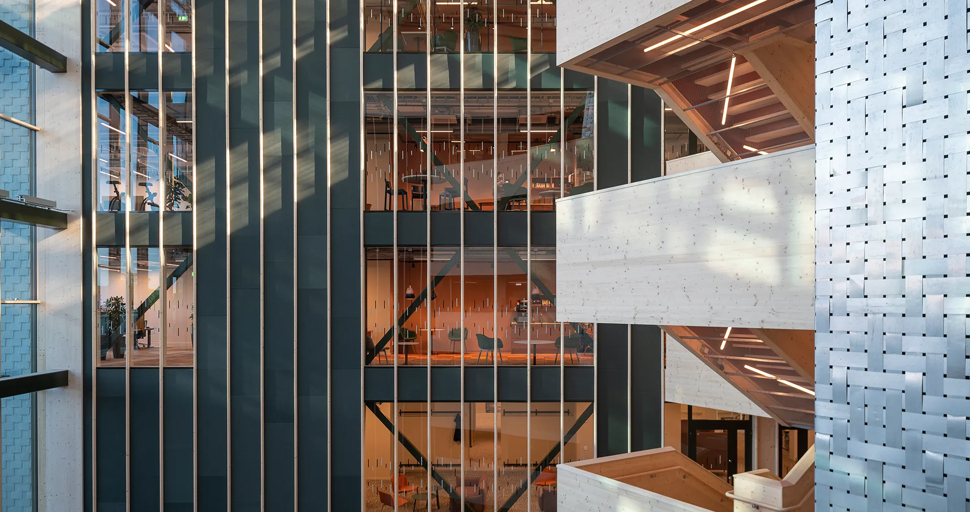 Interior of the Lumi building by architect White Arkitekter in Uppsala, Sweden. (Photo)