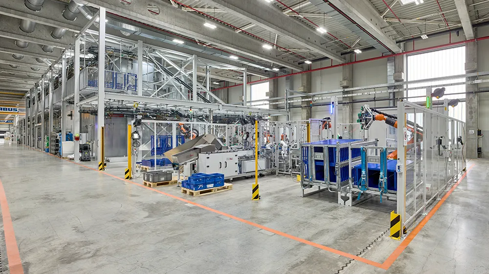 At the end of the line: the Duofix frames are stacked here ready for removal. (Photo)