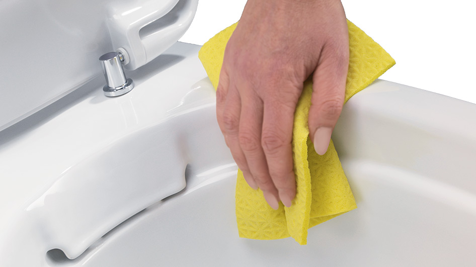 Rimfree WCs lassen sich leicht mit einem Wisch reinigen und haben keine schwer zugänglichen Flächen.