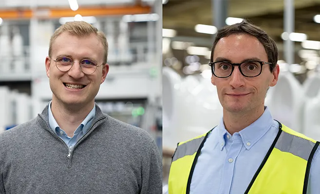 Alessandro Simeoni und Antonio Rinaldi, die ersten beiden Absolventen des Geberit-Programms zur Förderung junger Talente in der Produktion.&nbsp; (Foto)